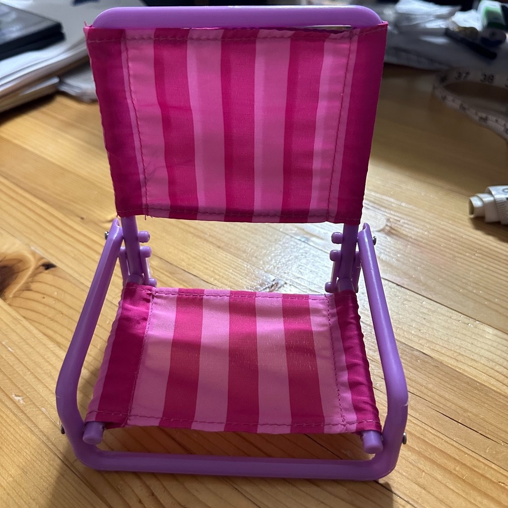 Pink Purple Striped Doll Beach Chair Folding Miniature Furniture for 18in Dolls
